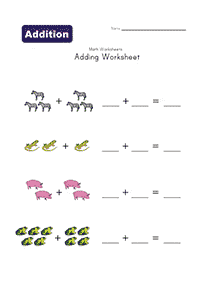simple addition for kids - worksheet 4