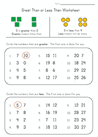 greater than less than - worksheet 10