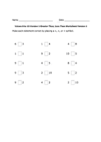 greater than less than - worksheet 40