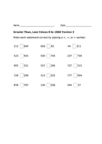 greater than less than - worksheet 46