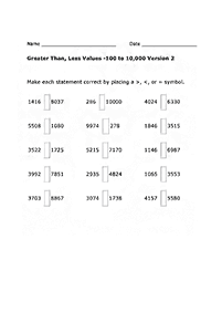 greater than less than - worksheet 54