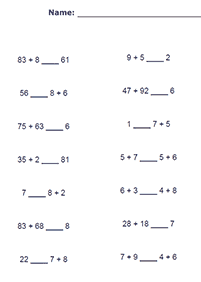greater than less than - worksheet 55