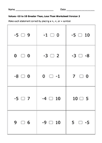 greater than less than - worksheet 60