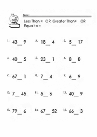 greater than less than - worksheet 61