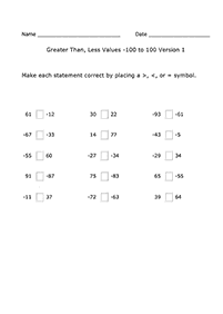greater than less than - worksheet 64