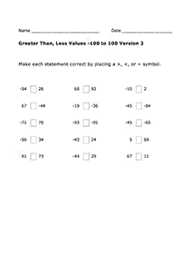 greater than less than - worksheet 66