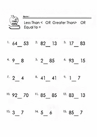 greater than less than - worksheet 69