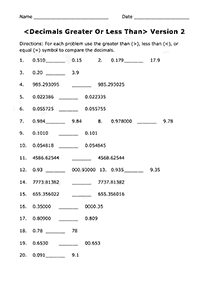 greater than less than - worksheet 72
