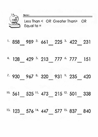 greater than less than - worksheet 85