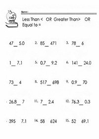 greater than less than - worksheet 86