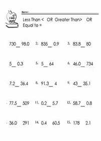 greater than less than - worksheet 90