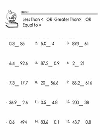 greater than less than - worksheet 91