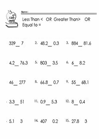 greater than less than - worksheet 92