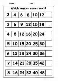 skip counting - fill in the missing numbers - worksheet 10
