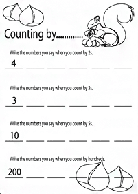 skip counting - fill in the missing numbers - worksheet 100