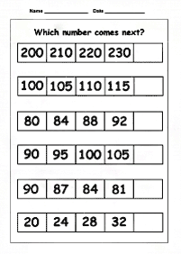 skip counting - fill in the missing numbers - worksheet 104