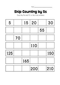 skip counting - fill in the missing numbers - worksheet 107