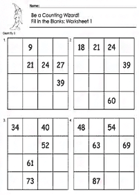skip counting - fill in the missing numbers - worksheet 115