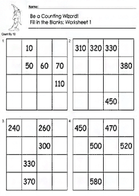 skip counting - fill in the missing numbers - worksheet 119