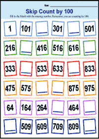 skip counting - fill in the missing numbers - worksheet 17