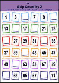 skip counting - fill in the missing numbers - worksheet 21