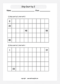 skip counting - fill in the missing numbers - worksheet 27