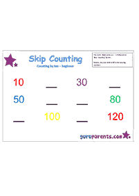 skip counting - fill in the missing numbers - worksheet 28