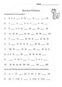 skip counting - fill in the missing numbers - worksheet 3