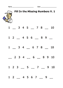 skip counting - fill in the missing numbers - worksheet 4