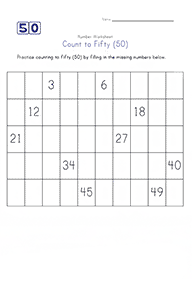 skip counting - fill in the missing numbers - worksheet 41