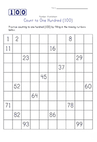 skip counting - fill in the missing numbers - worksheet 42