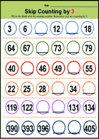 skip counting - fill in the missing numbers - worksheet 44