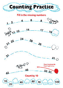 skip counting - fill in the missing numbers - worksheet 47