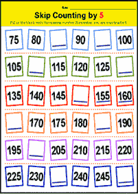 skip counting - fill in the missing numbers - worksheet 49