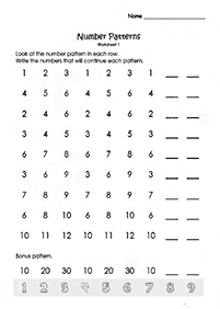 skip counting - fill in the missing numbers - worksheet 5