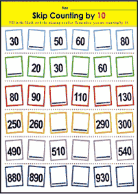 skip counting - fill in the missing numbers - worksheet 60