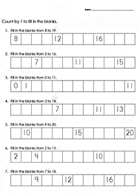 skip counting - fill in the missing numbers - worksheet 7