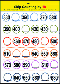 skip counting - fill in the missing numbers - worksheet 76