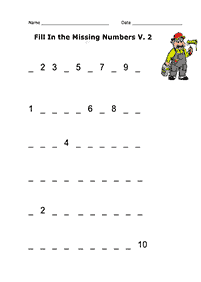 skip counting - fill in the missing numbers - worksheet 8