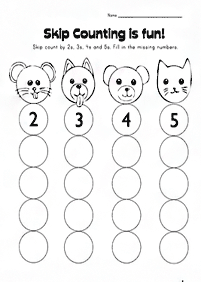 skip counting - fill in the missing numbers - worksheet 83