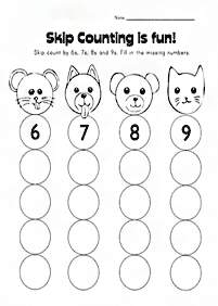 skip counting - fill in the missing numbers - worksheet 85