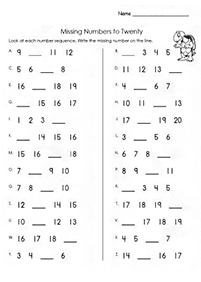 skip counting - fill in the missing numbers - worksheet 9