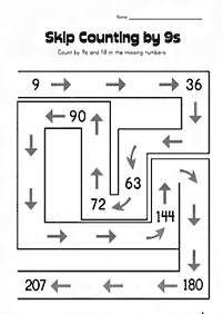 skip counting - fill in the missing numbers - worksheet 92