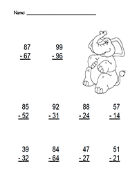 subtraction for kids - worksheet 74