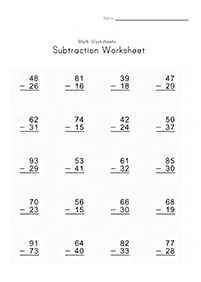 subtraction for kids - worksheet 75