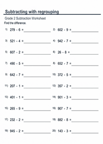 subtraction for kids - worksheet 96