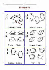 simple subtraction for kids - worksheet 1