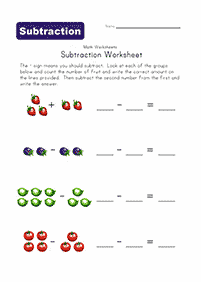 simple subtraction for kids - worksheet 12