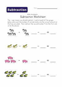 simple subtraction for kids - worksheet 16
