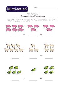 simple subtraction for kids - worksheet 32